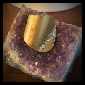 Oxidized brass wave ring adjustable